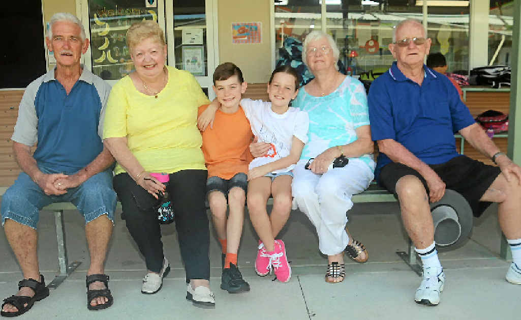 FAMILY GATHERING: Grahame and Sue West, grandchildren Cody and Charlotte West, and Doreen and Graeme Whalan were reunited on Grandparents Day at St Stephen’s. FAMILY GATHERING: Grahame and Sue West, grandchildren Cody and Charlotte West, and Doreen and Graeme Whalan were reunited on Grandparents Day at St Stephen’s.